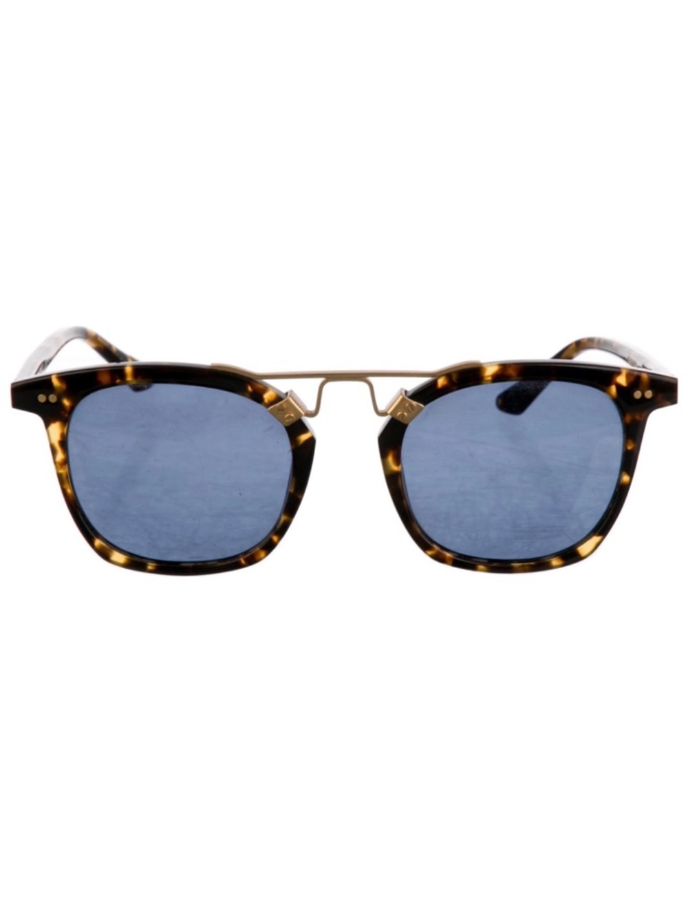 KREWE Lafayette Tortoise Frame Sunglasses with Blue Lenses and Gold Bridge